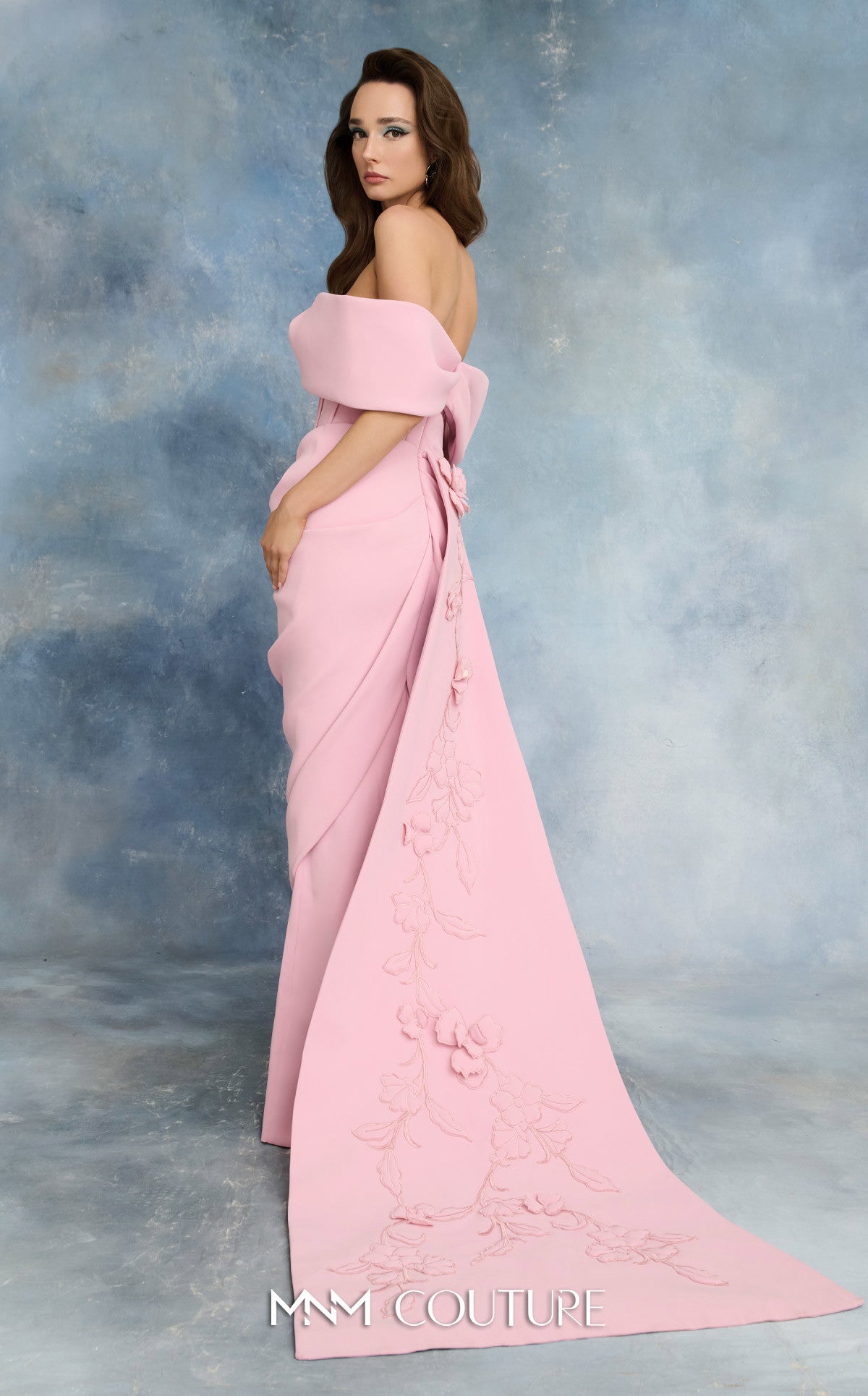Strapless Curved Neck Floor-Length Scuba Formal Mermaid MNM Couture N0728