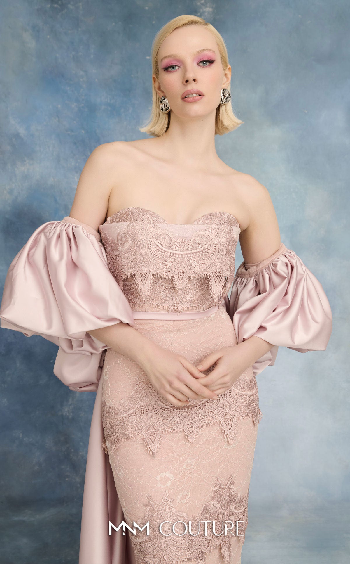 Strapless Curved Neck Floor-Length Satin Formal Mermaid MNM Couture N0731