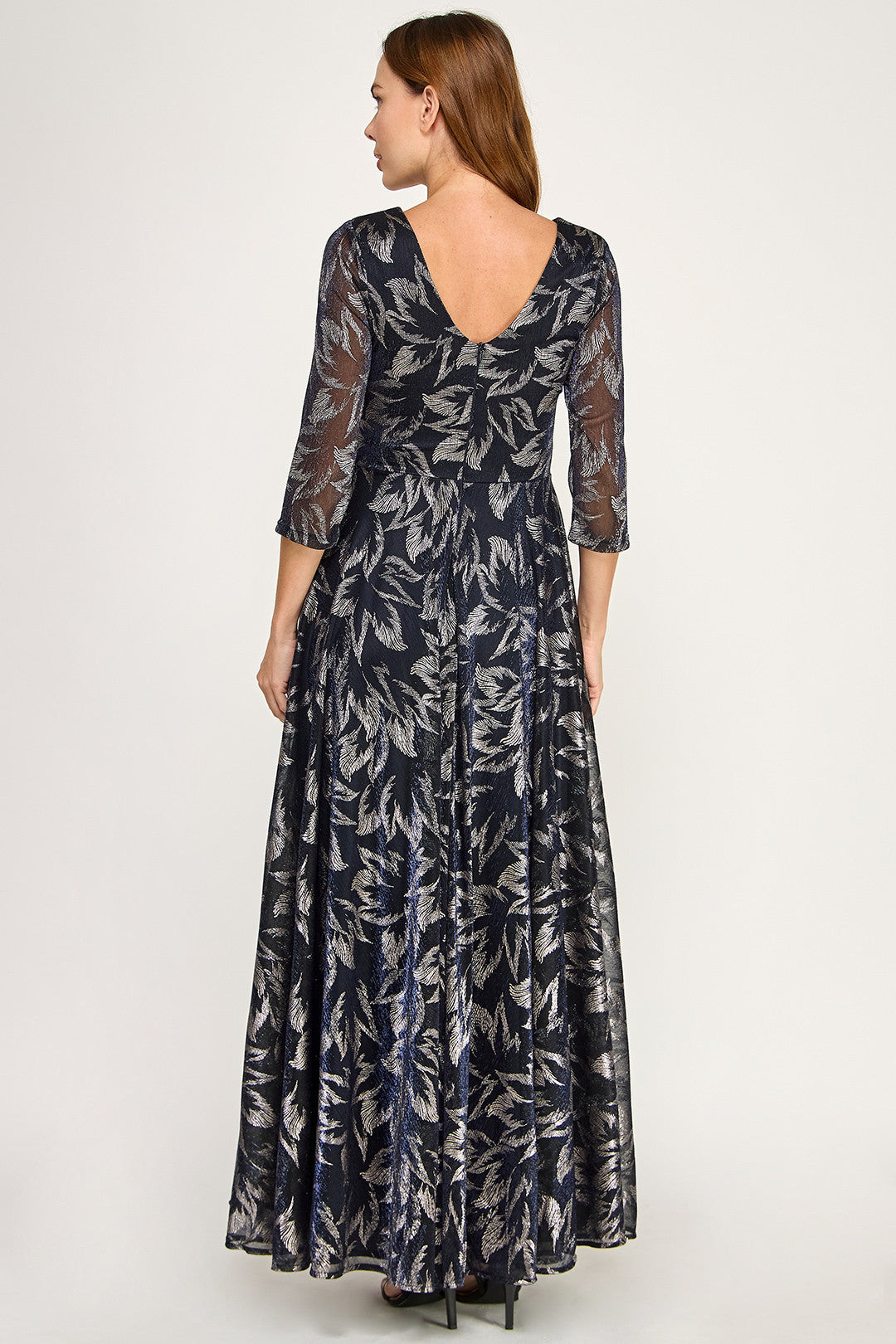 V-Neck Floor-Length Mesh Evening A-Line Lenovia 3125