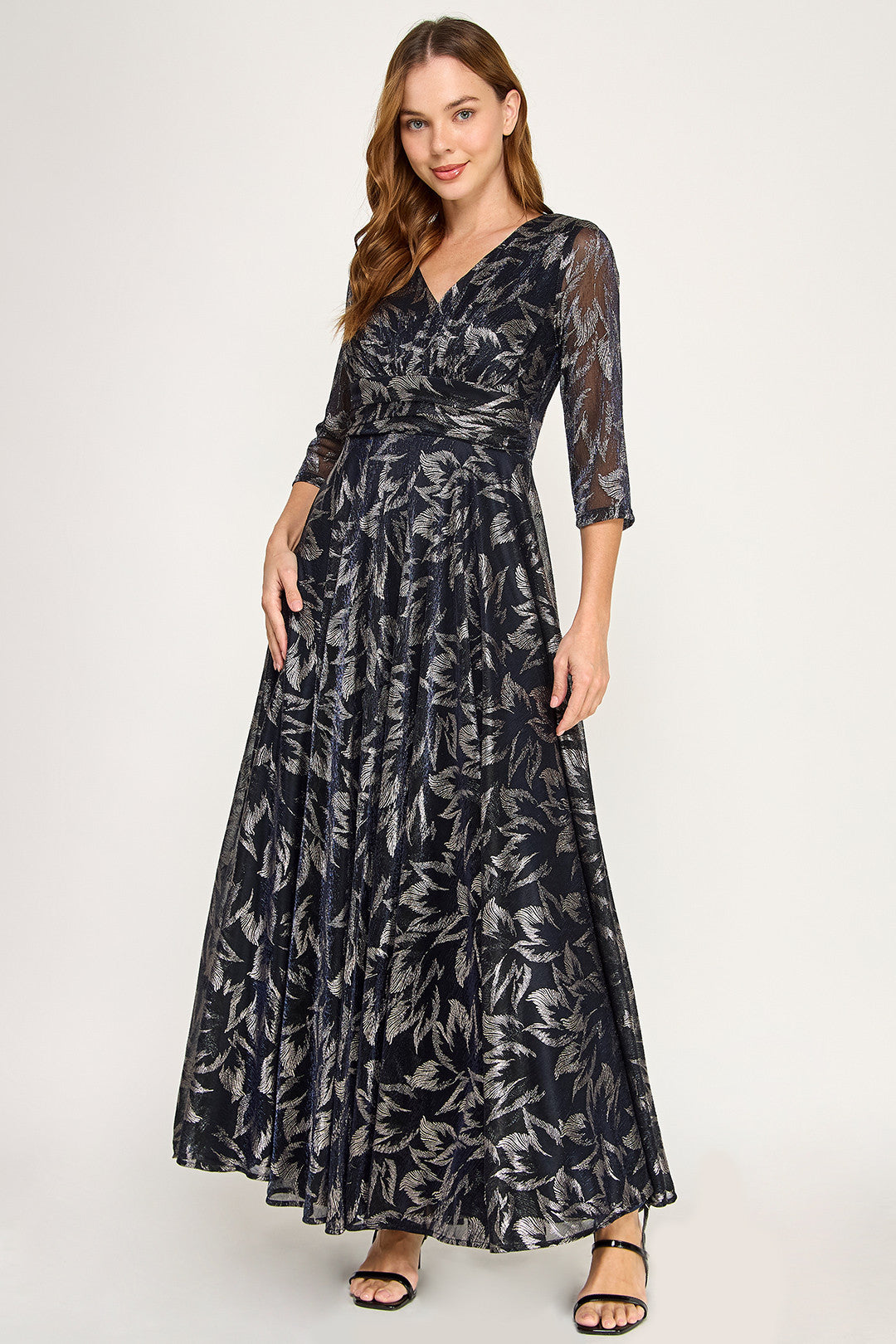 V-Neck Floor-Length Mesh Evening A-Line Lenovia 3125