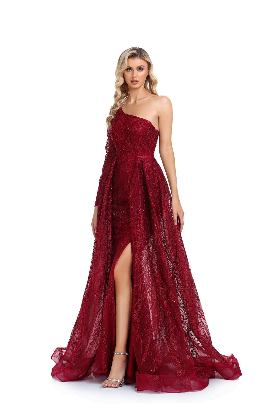 Wine 18 High Couture NR2272 Long One Shoulder Formal Prom Dress Sale