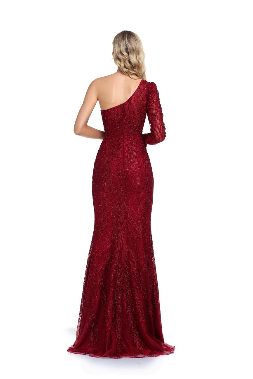 Wine Wine 18 High Couture NR2272 Long One Shoulder Formal Prom Dress