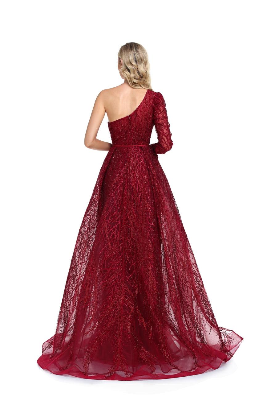 Wine Wine 18 High Couture NR2272 Long One Shoulder Formal Prom Dress
