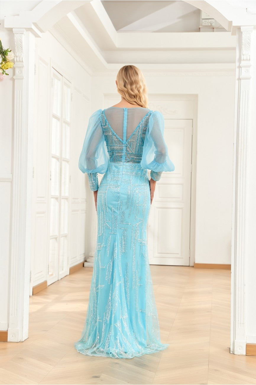 Formal Dresses Overskirt Long Formal A Line Evening Dress Baby Blue