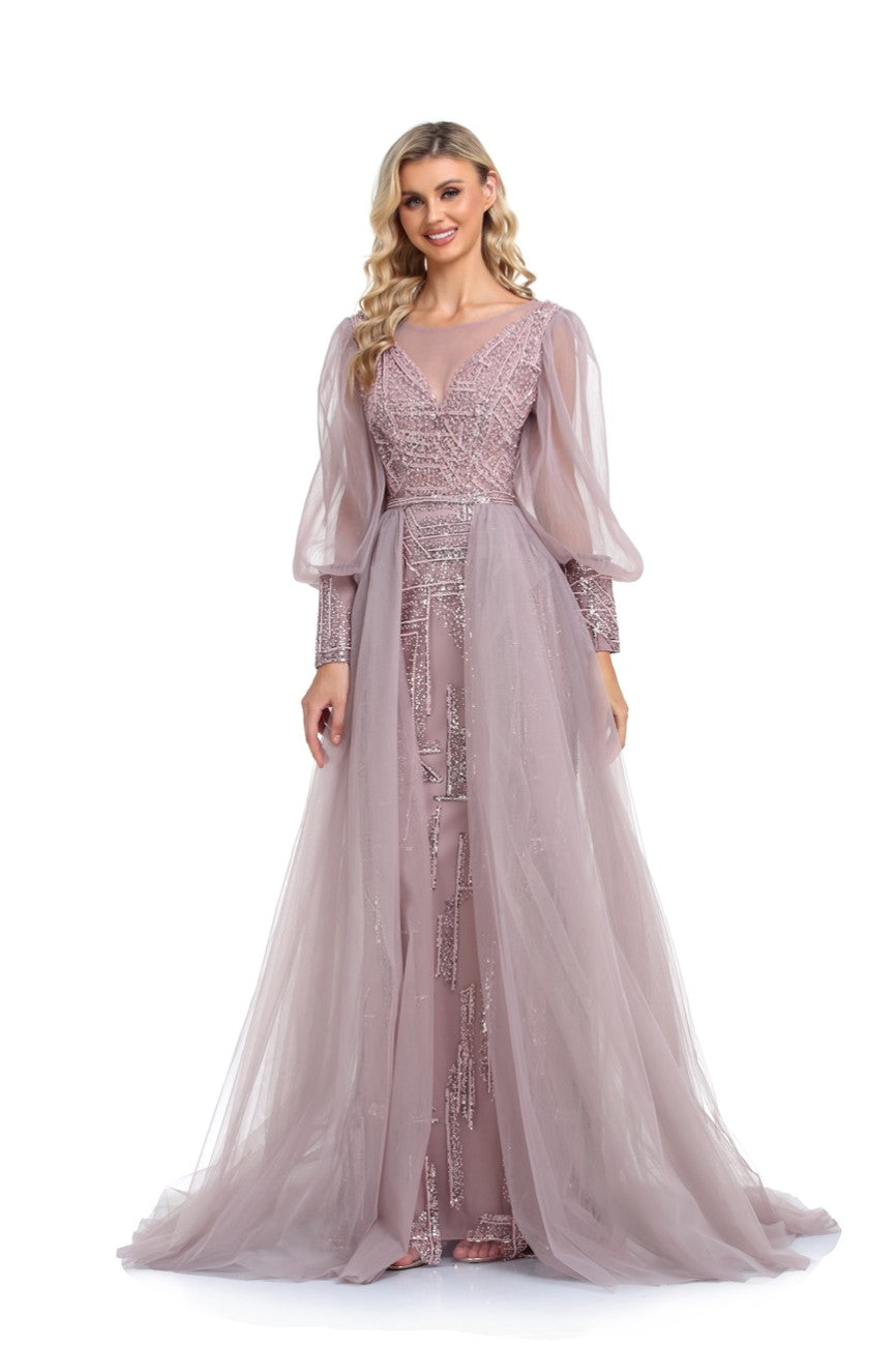 High Couture NR2276 Overskirt Long Formal A Line Evening Dress