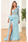 Formal Dresses Fitted Long Formal Beaded Sequin Evening Dress Baby Blue
