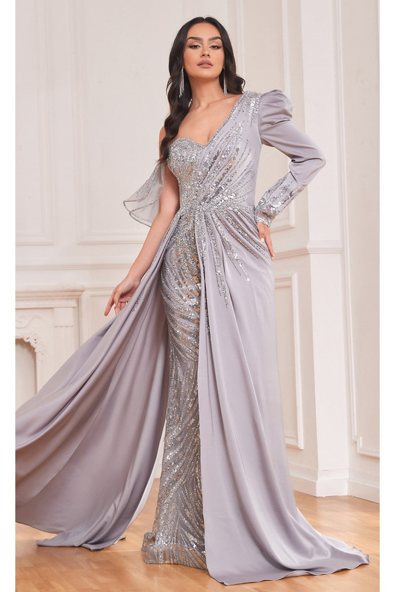 High Couture NR2290 Overskirt Long Floral Formal Evening Fitted Dress