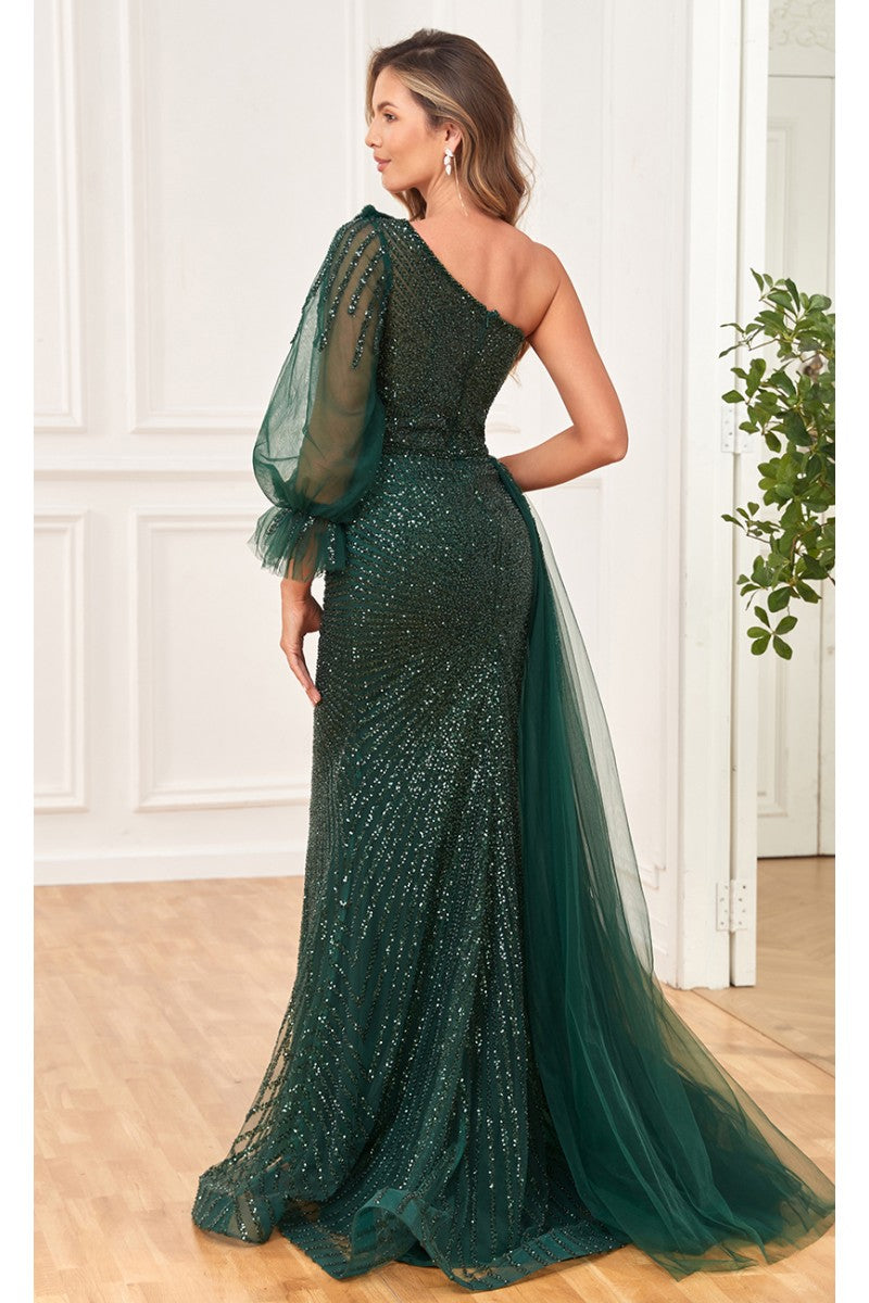 Formal Dresses Sequin Long Beaded Formal Evening Dress Emerald