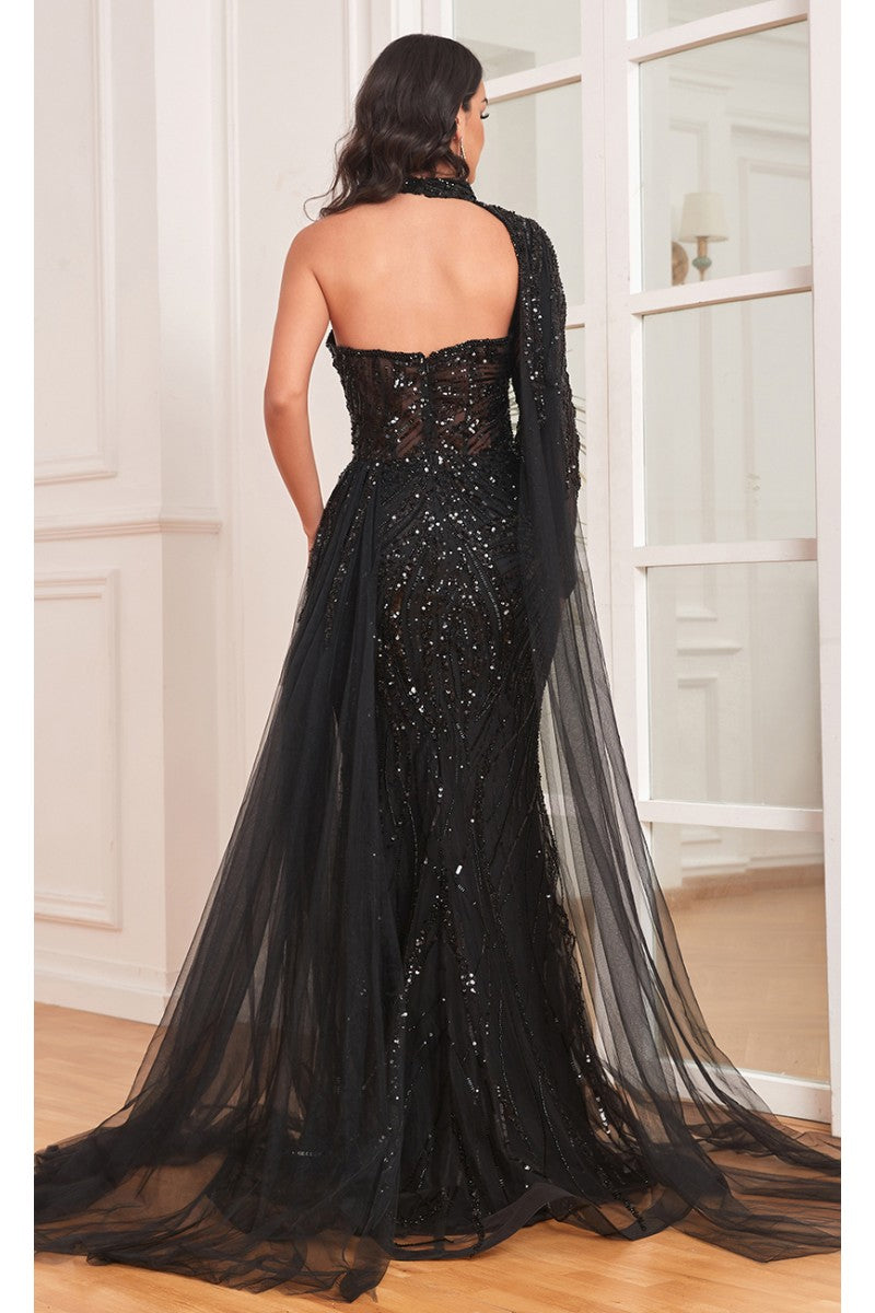 Formal Dresses Long Slit Formal Fitted Sequin Evening Dress Black