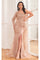 Formal Dresses Long Slit Formal Fitted Sequin Evening Dress Gold