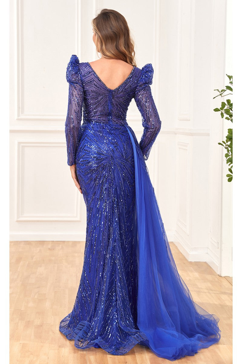 Formal Dresses Fitted Long Formal Slit Evening Dress Royal