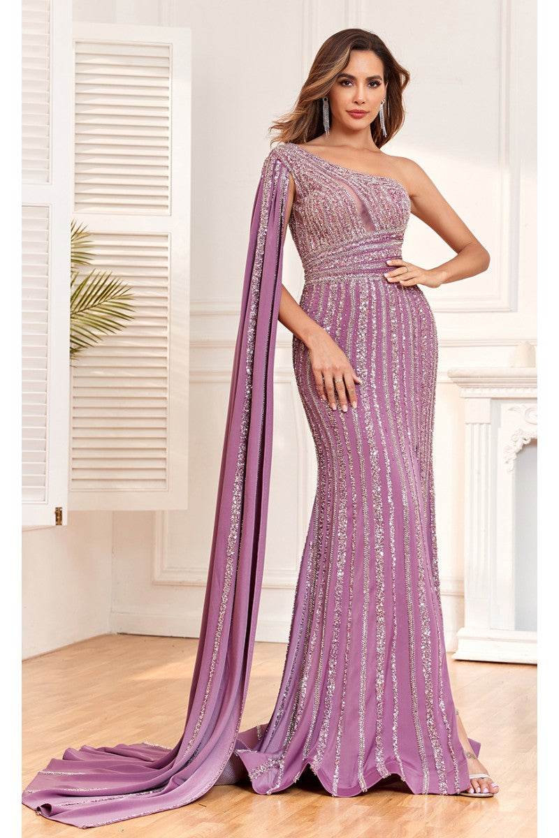 High Couture NR2301 Beaded Long Fitted Formal Glitter Evening Dress