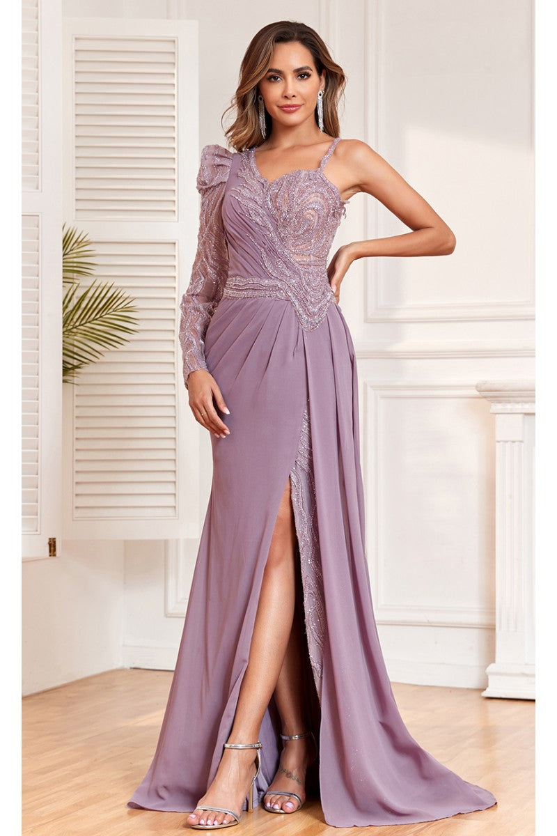 High Couture NR2313 Fitted Slit Formal Long Evening Beaded Dress