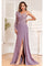 Formal Dresses Fitted Slit Formal Long Evening Beaded Dress Purple