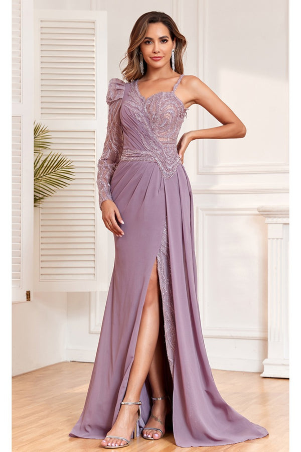 High Couture NR2313 Fitted Slit Formal Long Evening Beaded Dress