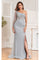 Formal Dresses Long Slit Formal Beaded Sequin Evening Dress Gray