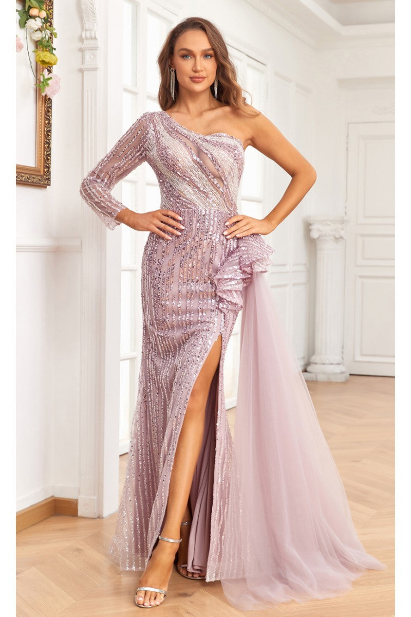 High Couture NR2335 Beaded Long Slit Formal Evening Dress
