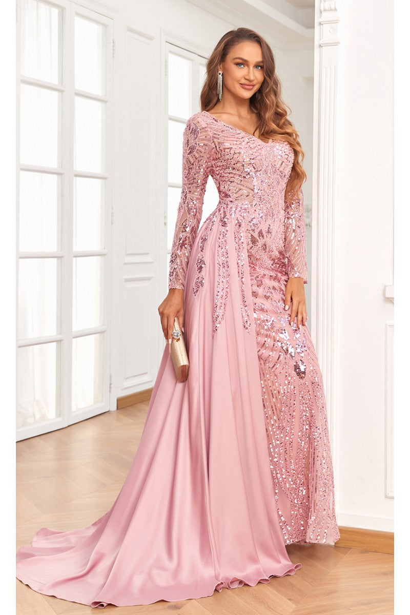 Formal Dresses Formal Beaded Evening Long Dress Pink