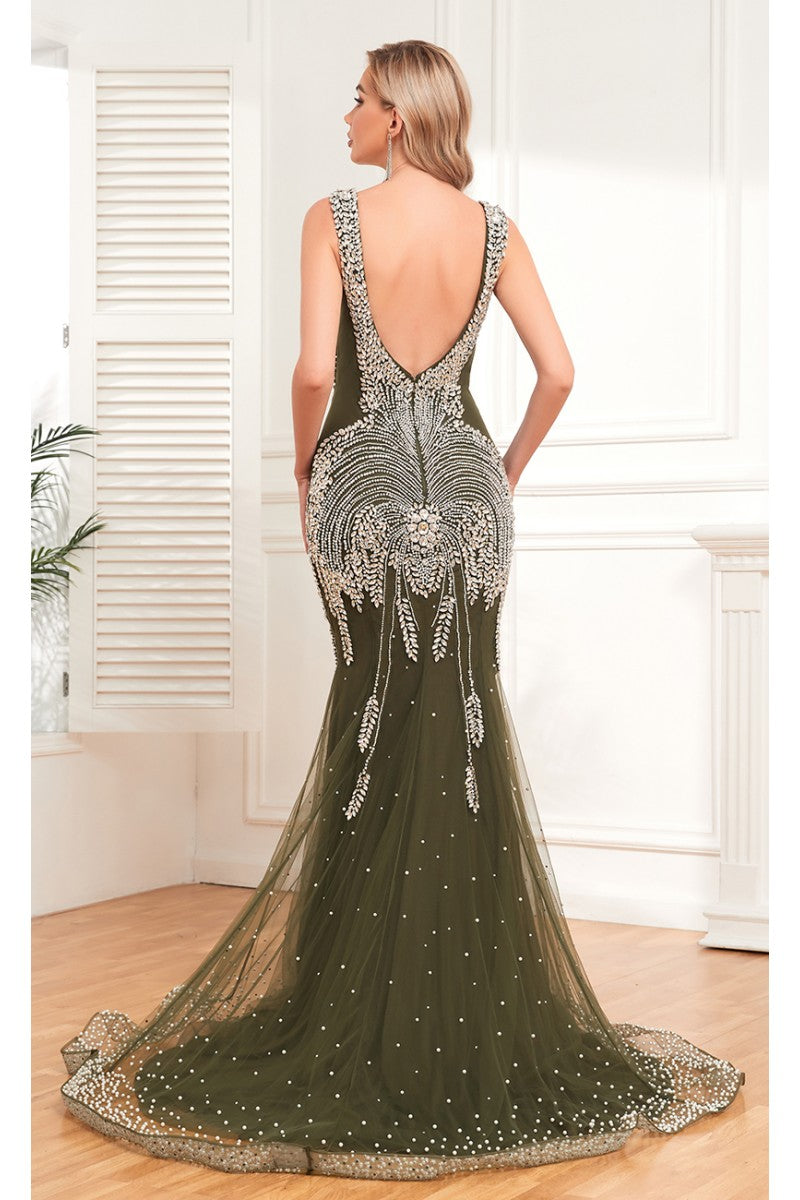 Formal Dresses Fitted Long Formal Evening Dress Army Green