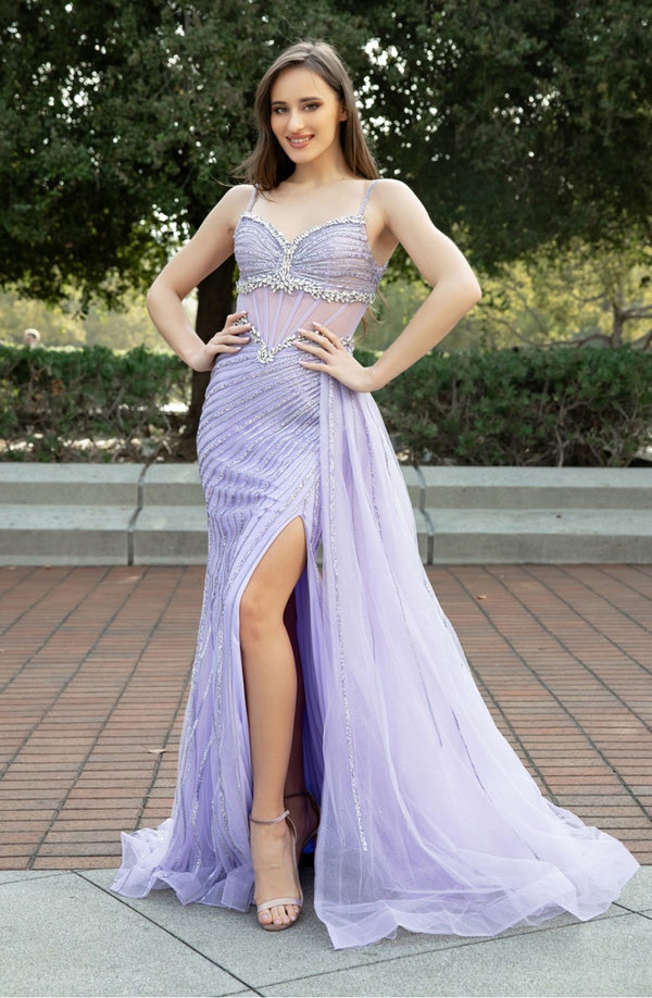 High Couture NR2406 Beaded Long Formal Slit Prom Dress