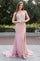 Prom Dresses Long Fitted Slit Formal Prom Dress Rose Gold