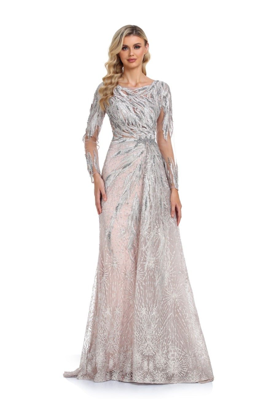 High Couture NR6302 Long Beaded Formal Evening Overskirt Dress