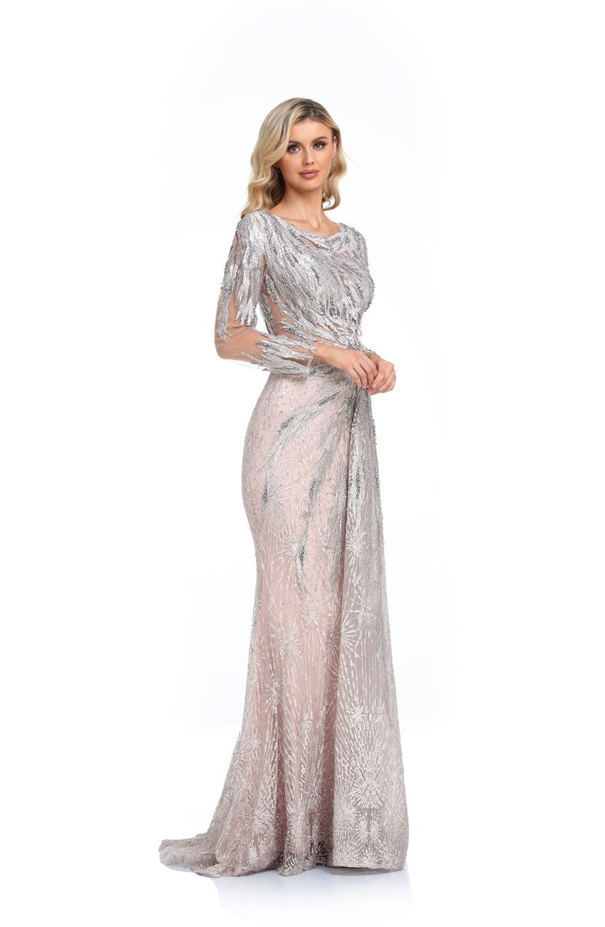 Formal Dresses Long Beaded Formal Evening Overskit Dress Rose