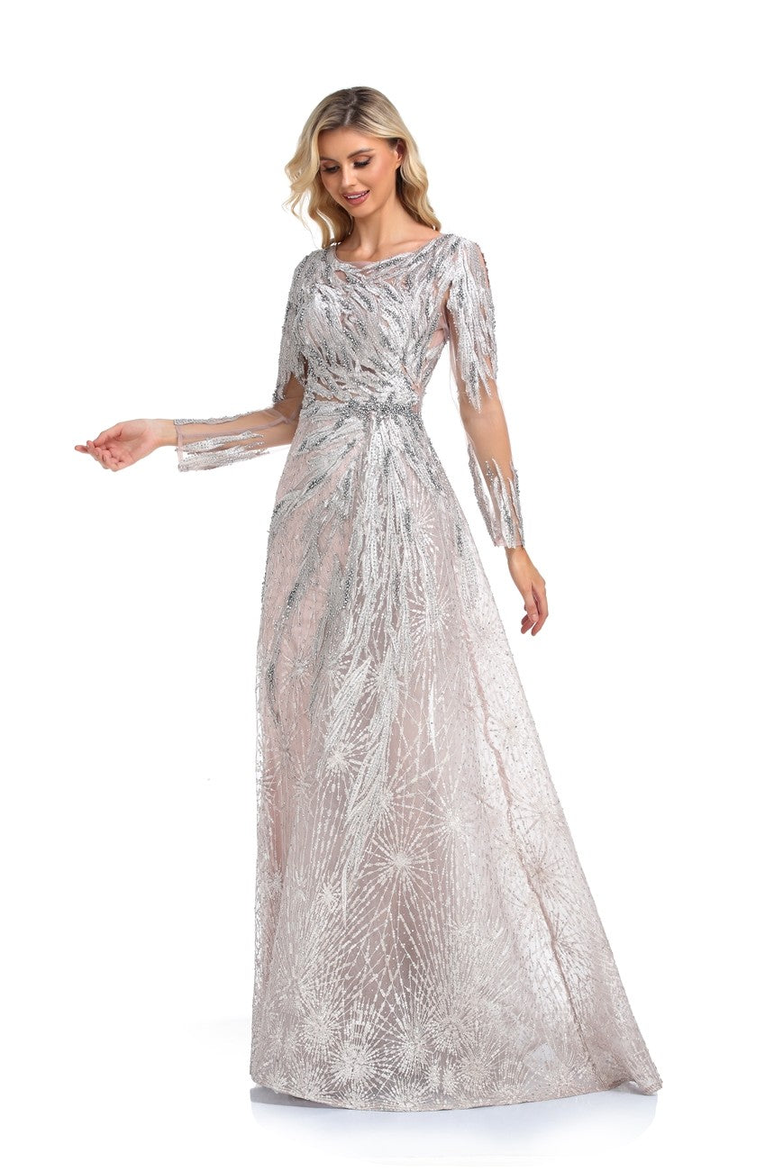 Formal Dresses Long Beaded Formal Evening Overskit Dress Rose