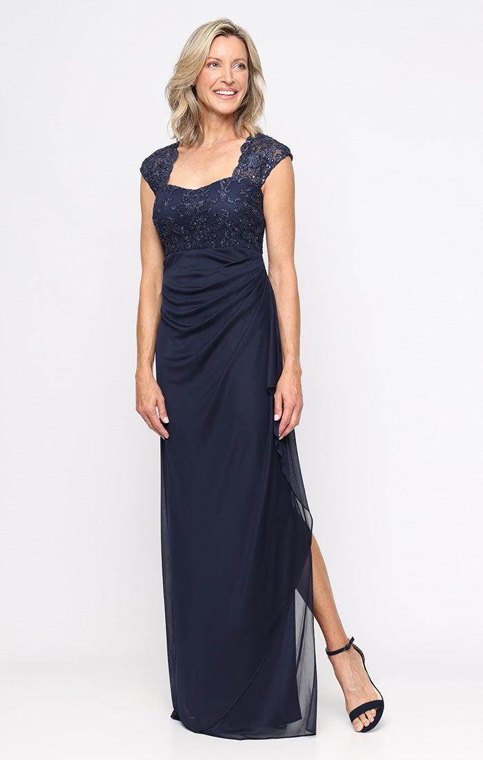 Mother of the Bride Dresses Long Formal Mother of the Bride Dress Navy-Polyester-81171860-Lace