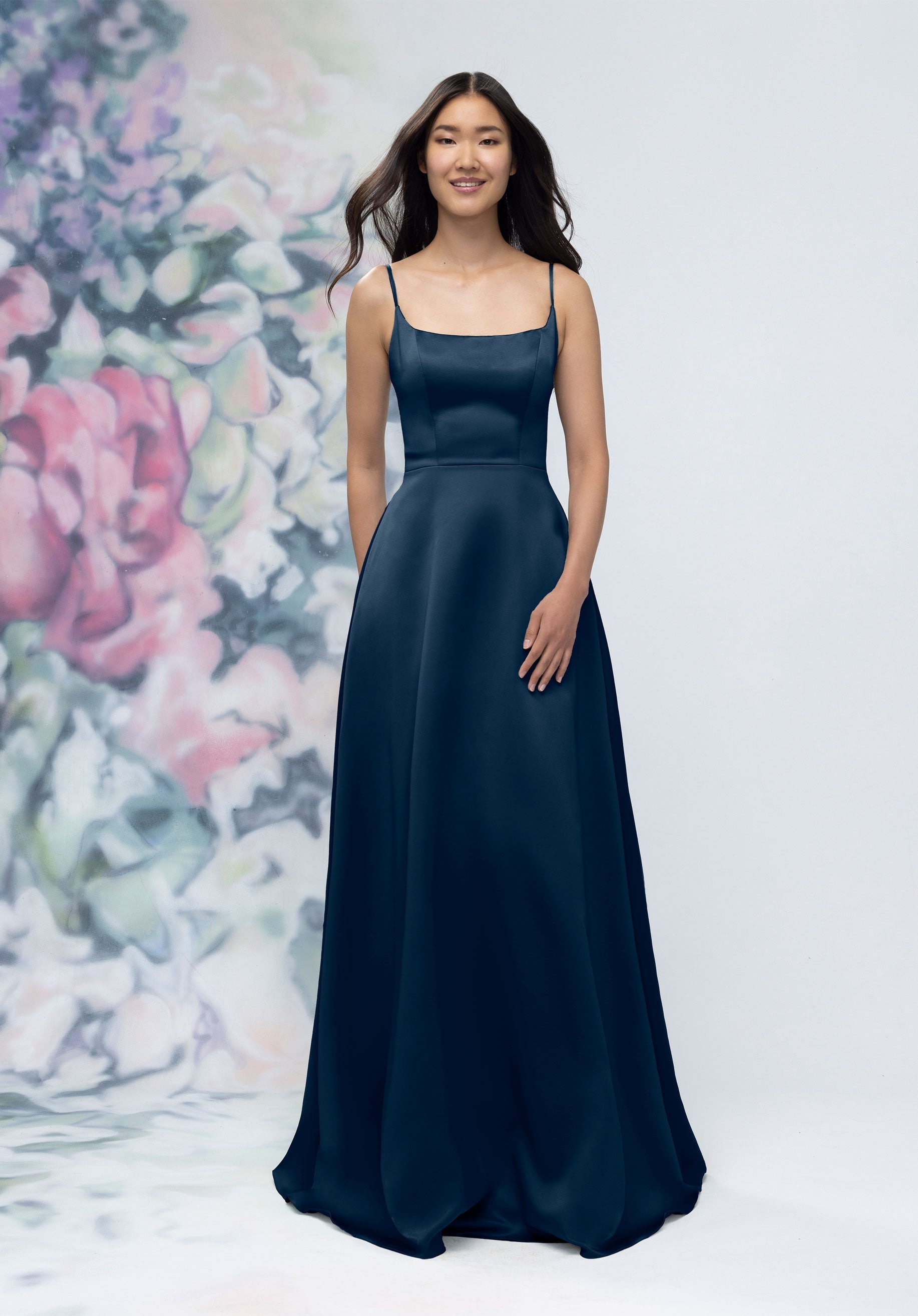 Formal Dresses Long Formal A Line Gown Navy-Satin-3030017-A Line