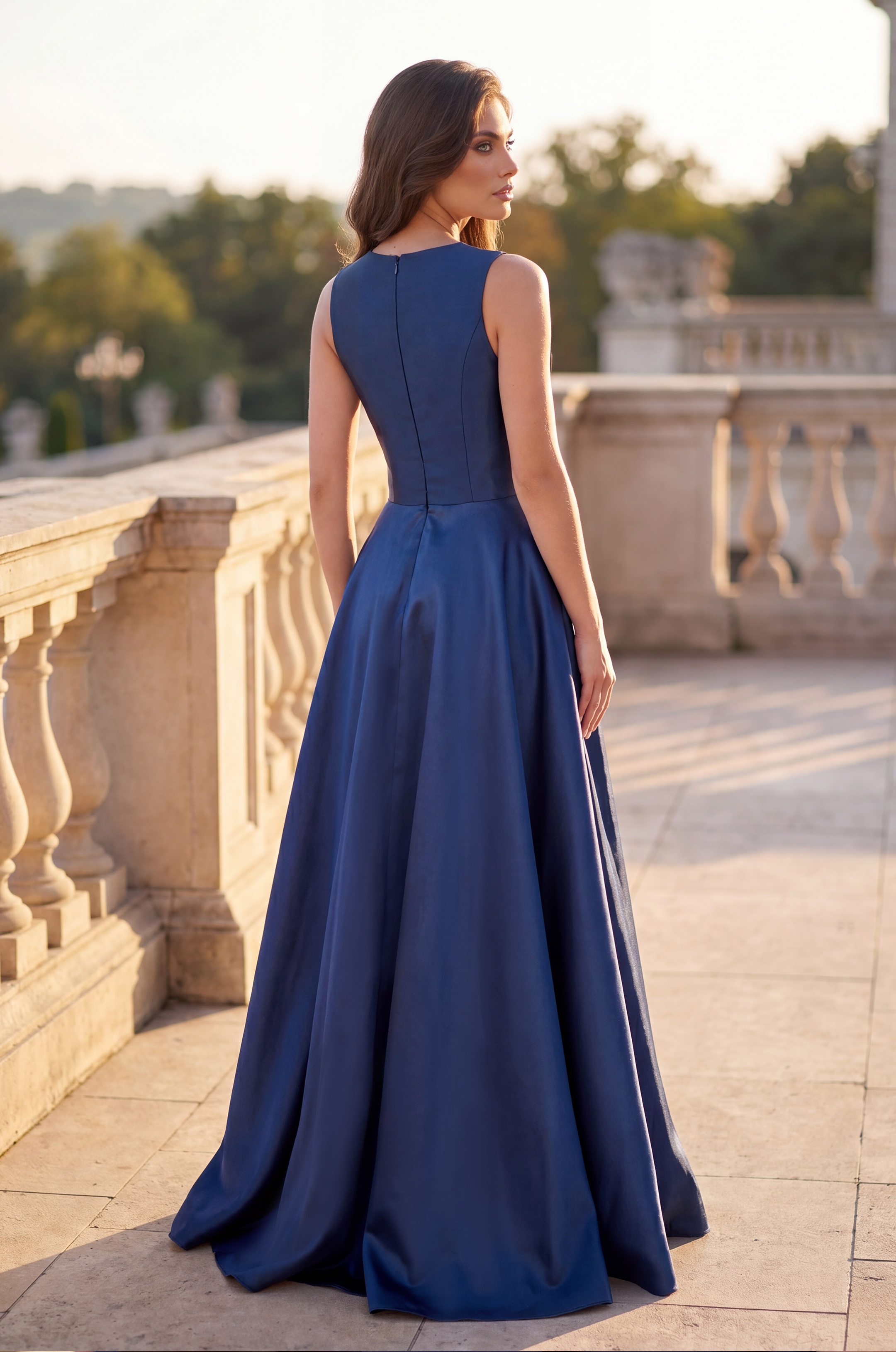 sleeveless navy blue formal dress Elizabeth K GL2316 Prom Dress - Burgundy main image 0