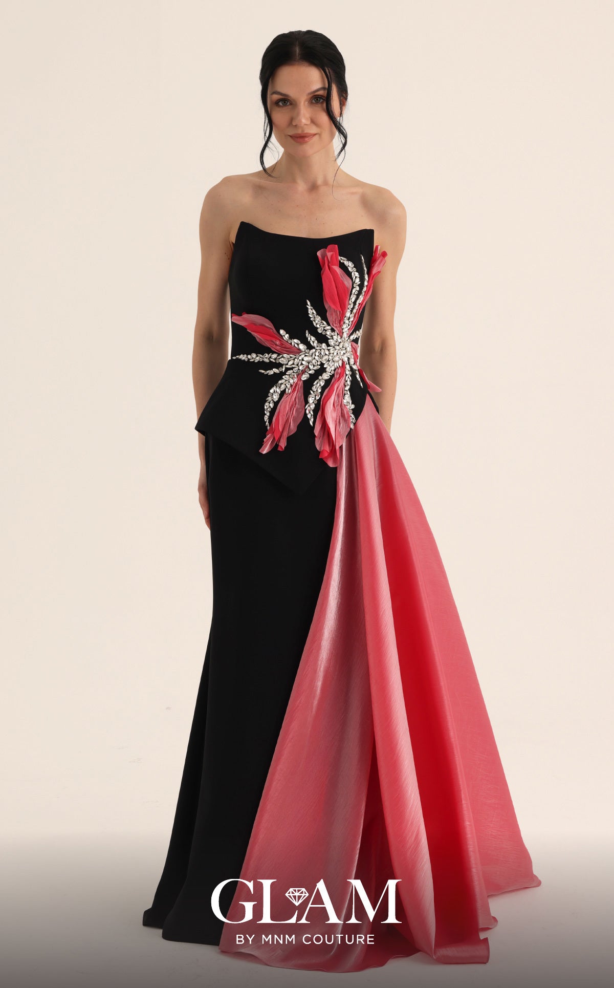 Strapless Straight Neck Floor-Length Satin Formal Sheath MNM Couture O07806