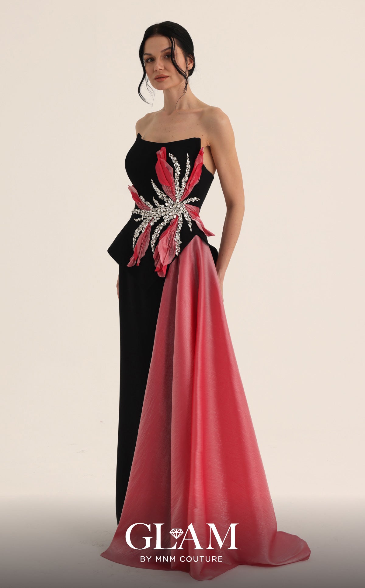 Strapless Straight Neck Floor-Length Satin Formal Sheath MNM Couture O07806