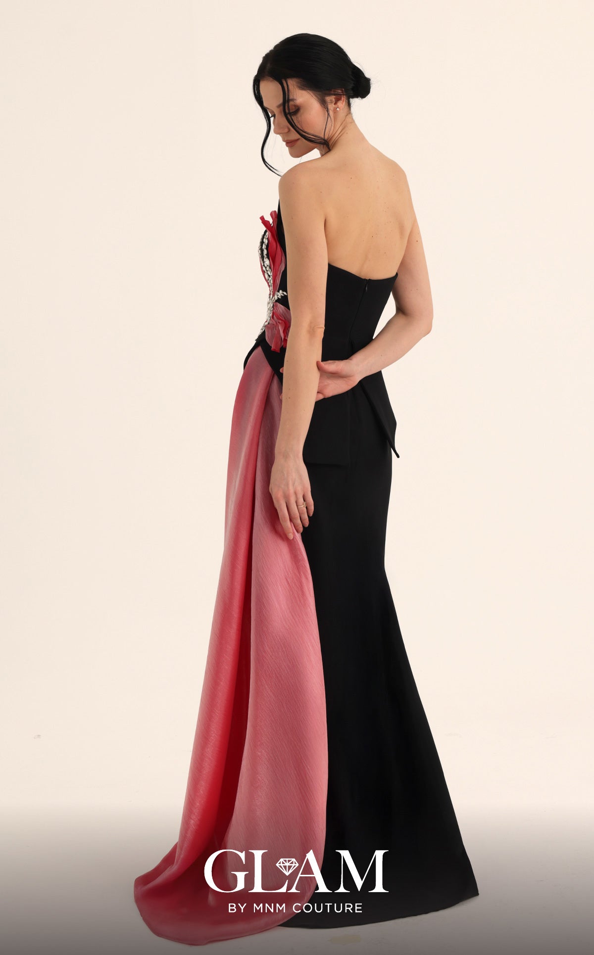 Strapless Straight Neck Floor-Length Satin Formal Sheath MNM Couture O07806