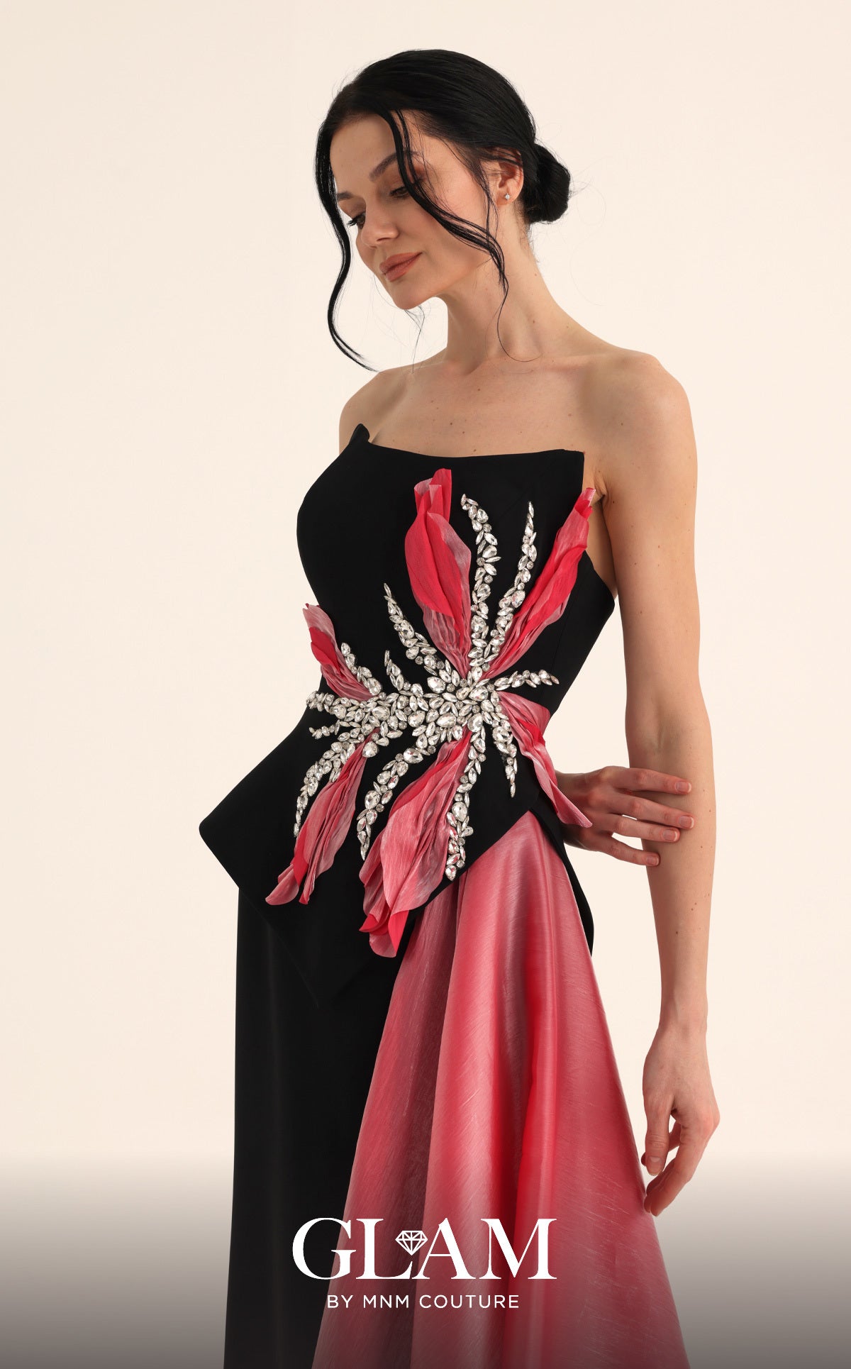 Strapless Straight Neck Floor-Length Satin Formal Sheath MNM Couture O07806