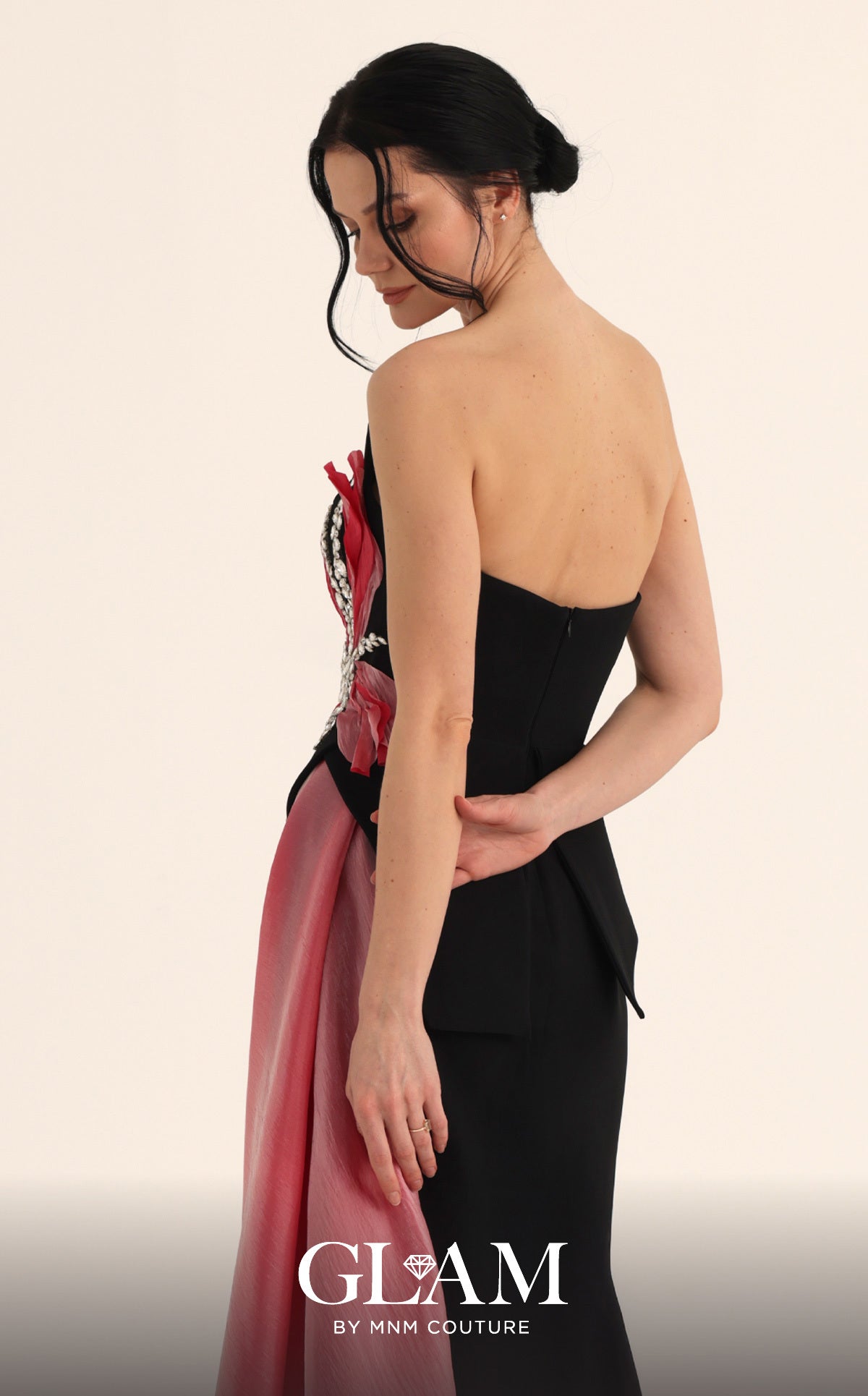 Strapless Straight Neck Floor-Length Satin Formal Sheath MNM Couture O07806