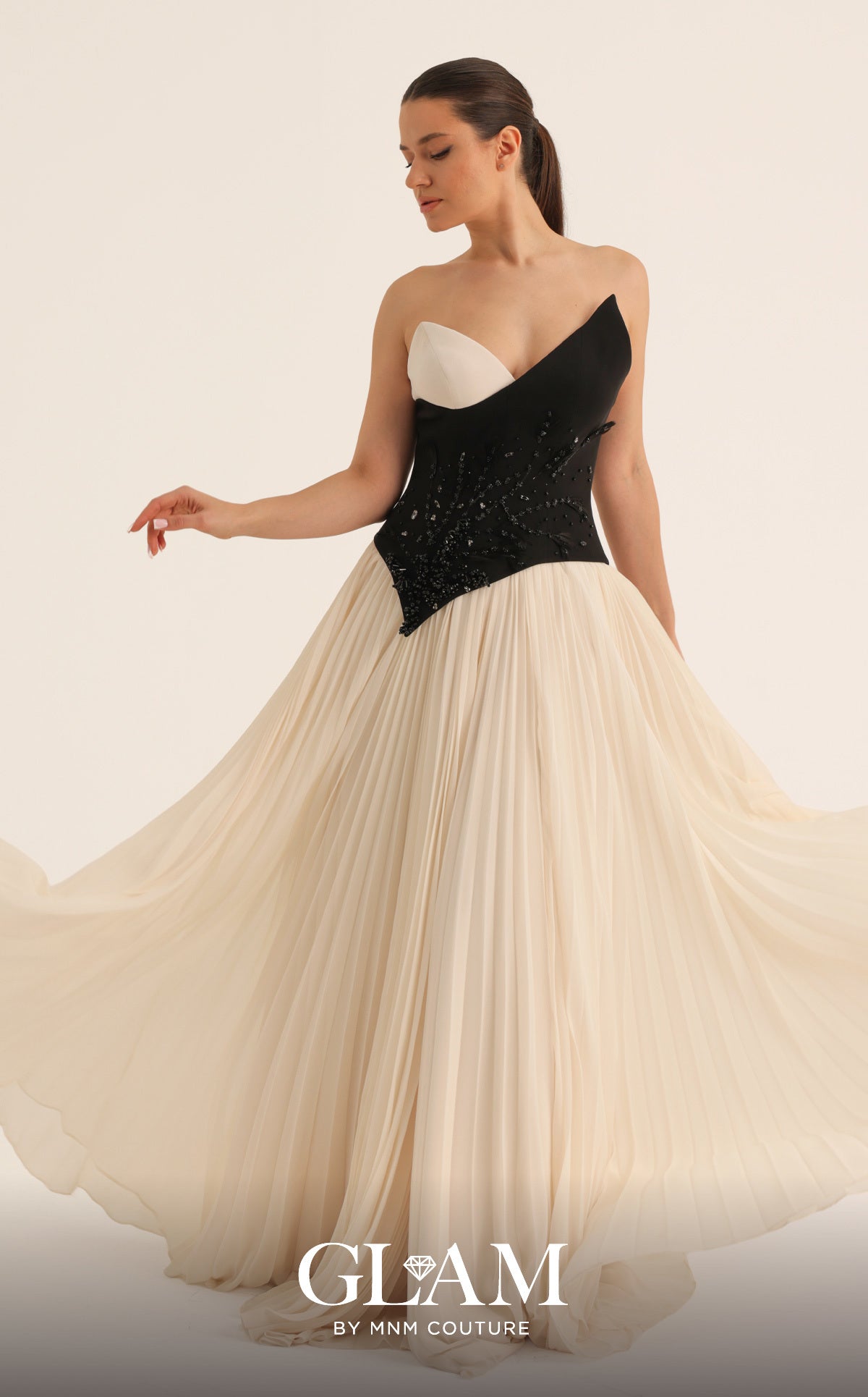 One-Shoulder Floor-Length Chiffon Formal A-Line MNM Couture O07808