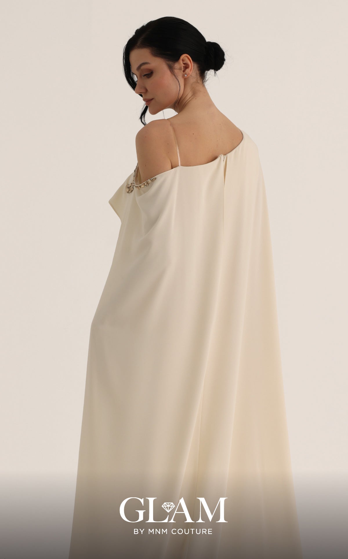 One-Shoulder Floor-Length Crepe Formal Sheath MNM Couture O07824