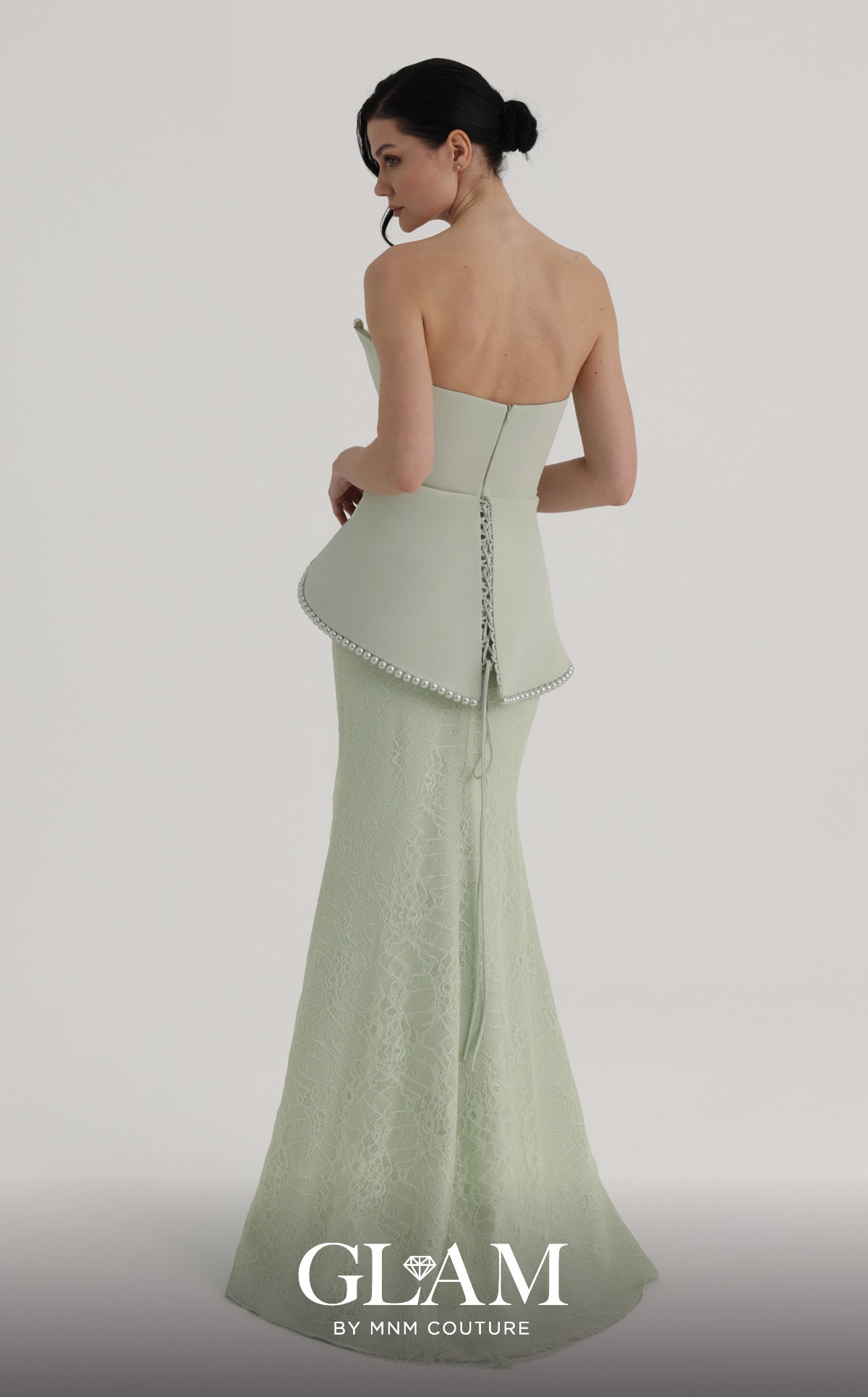 Strapless Curved Neck Floor-Length Lace Formal Mermaid MNM Couture O07829