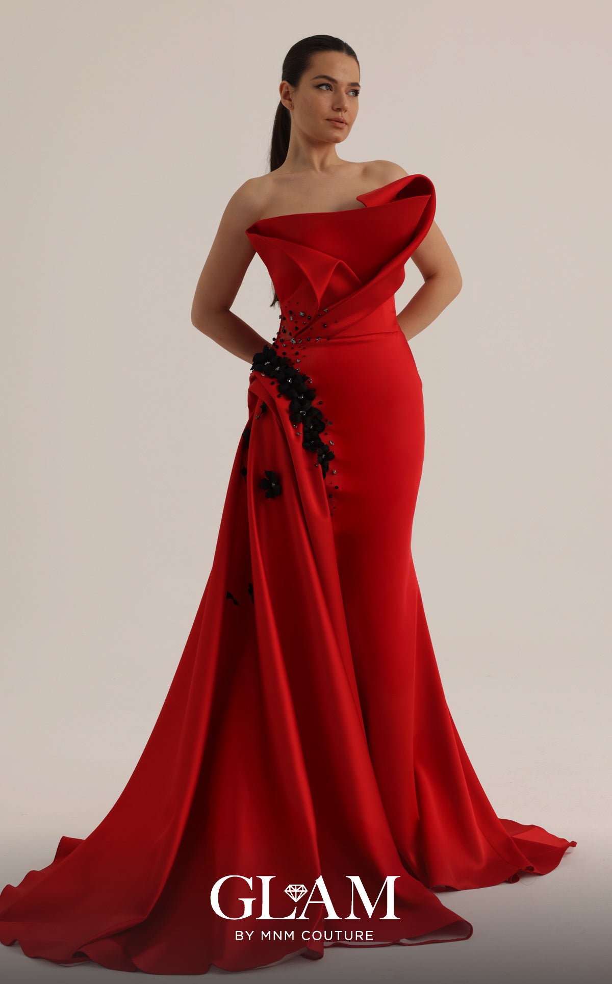 Strapless Curved Neck Floor-Length Satin Formal Mermaid MNM Couture O07840