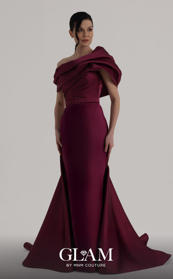 Off-the-Shoulder Floor-Length Satin Formal Mermaid MNM Couture O07841