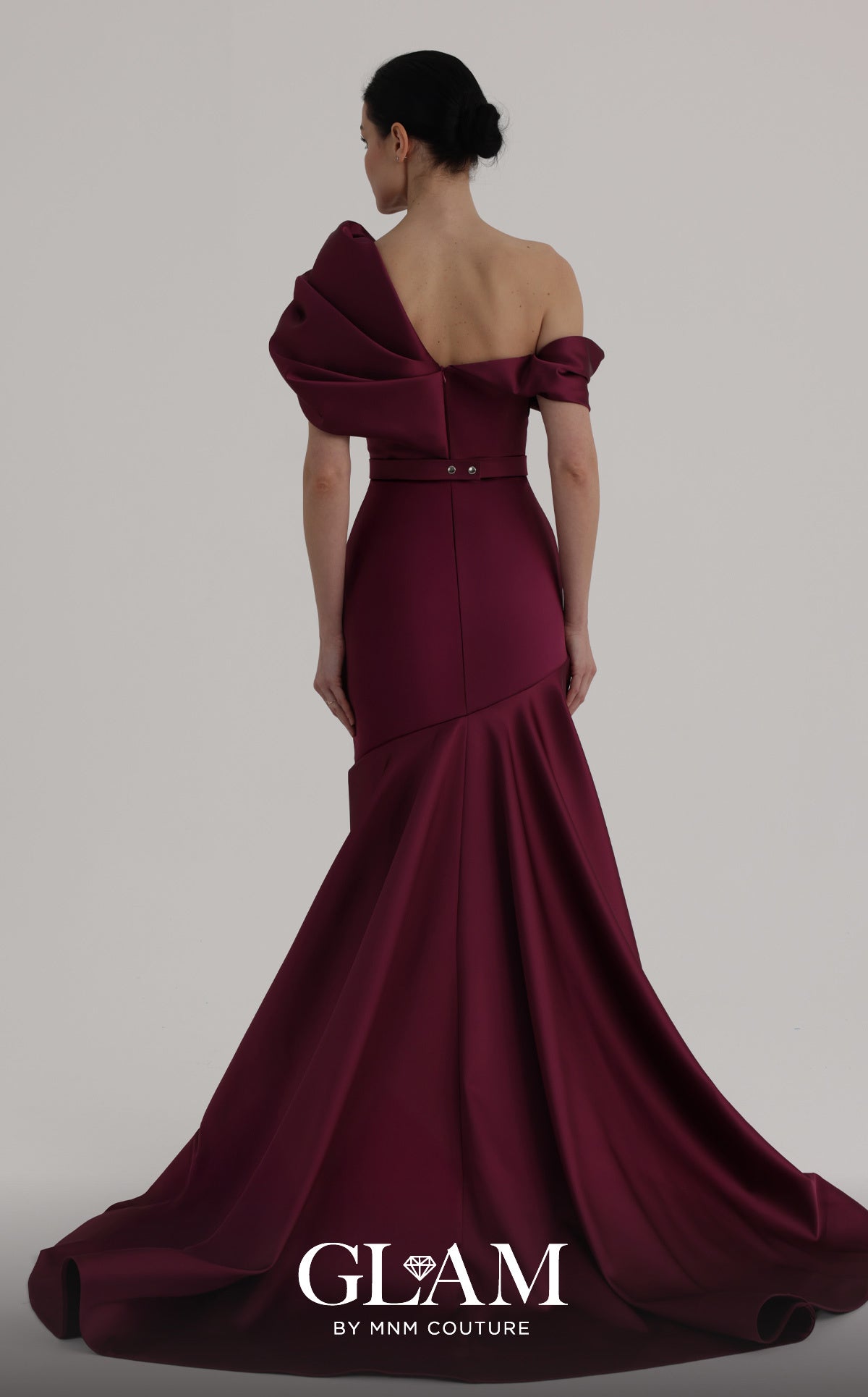 Off-the-Shoulder Floor-Length Satin Formal Mermaid MNM Couture O07841