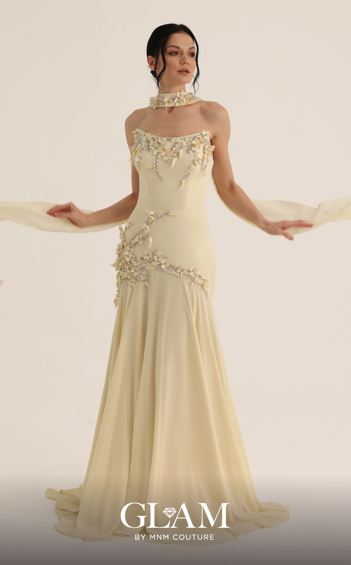 Strapless Straight Neck Floor-Length with Train Chiffon Formal Mermaid/Trumpet MNM Couture O07864