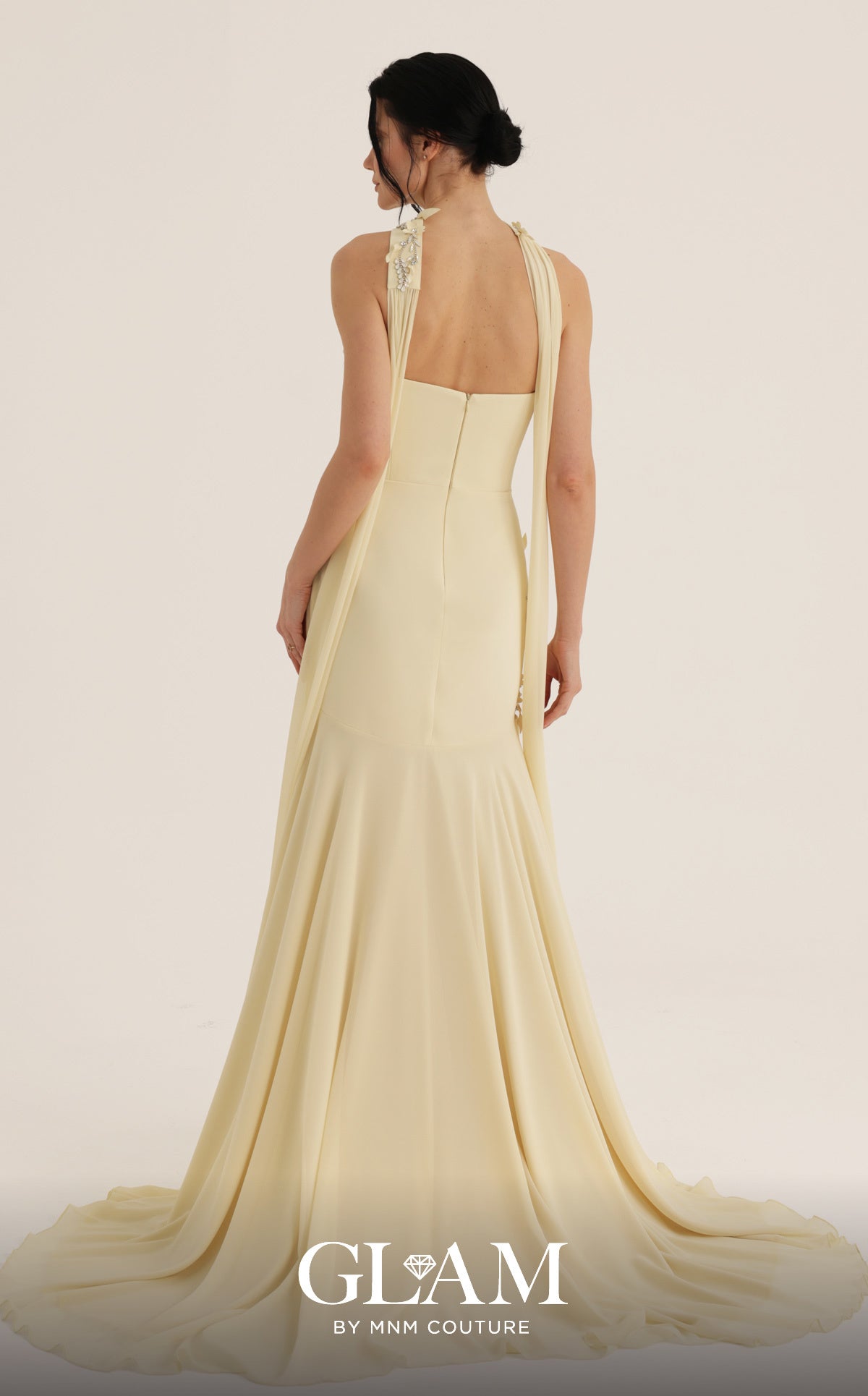 Strapless Straight Neck Floor-Length with Train Chiffon Formal Mermaid/Trumpet MNM Couture O07864