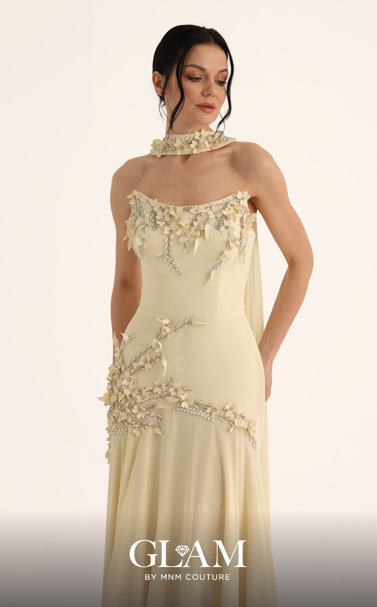 Strapless Straight Neck Floor-Length with Train Chiffon Formal Mermaid/Trumpet MNM Couture O07864