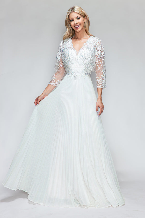 Pleated Long Wedding Dress Lenovia 8341