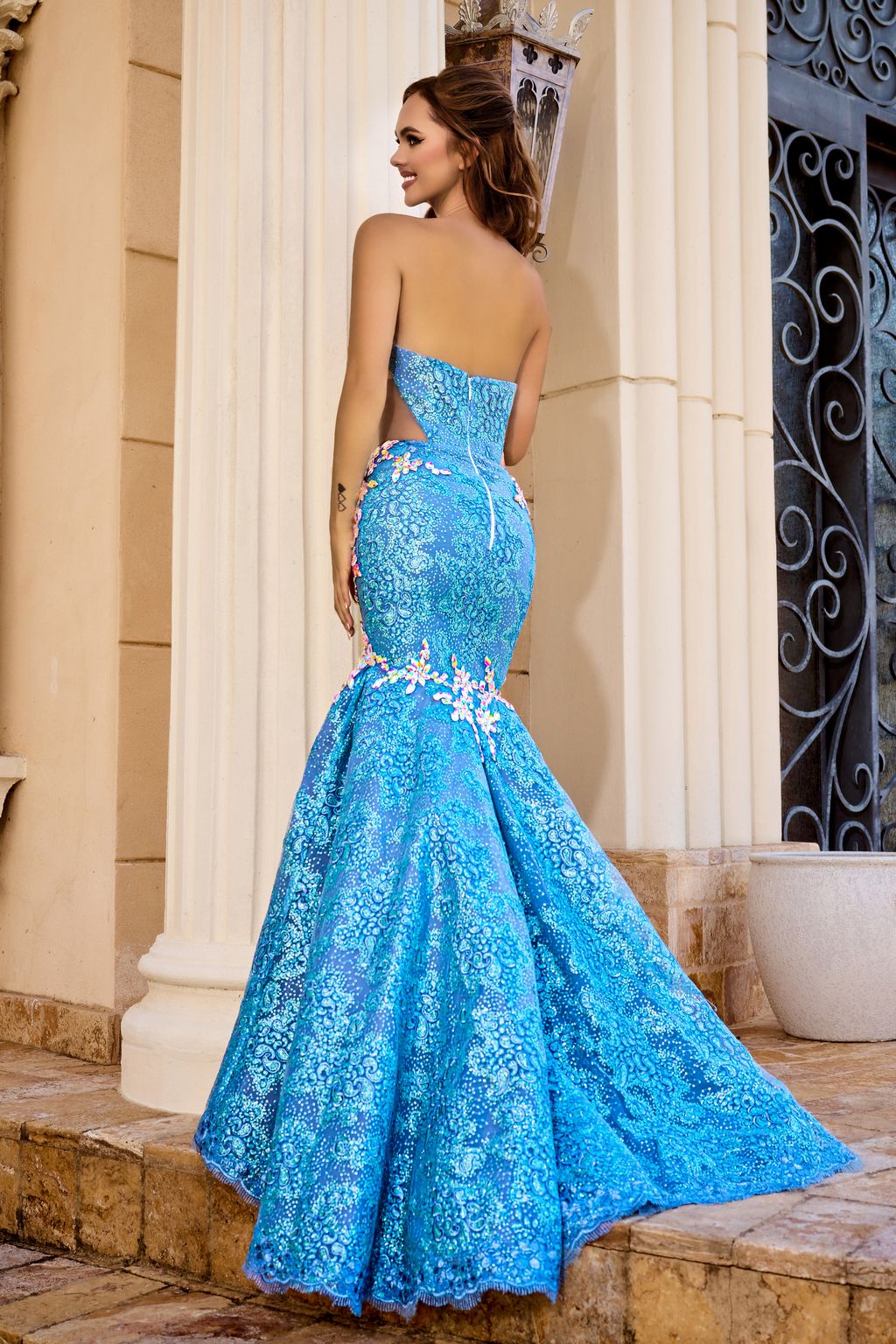 Blue Portia and Scarlett PS24089 Formal Long Prom Cutout Dress for $929
