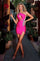 Cocktail Dresses Short Homecoming Beaded Cocktail Dress Hot Pink