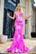 Prom Dresses Fitted Long Sequin Evening Formal Prom Dress Pink/Multicolor