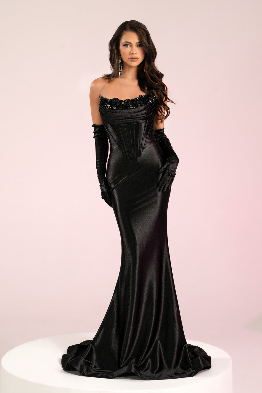 Prom Dresses Long Fitted Formal Beaded Prom Dress Black
